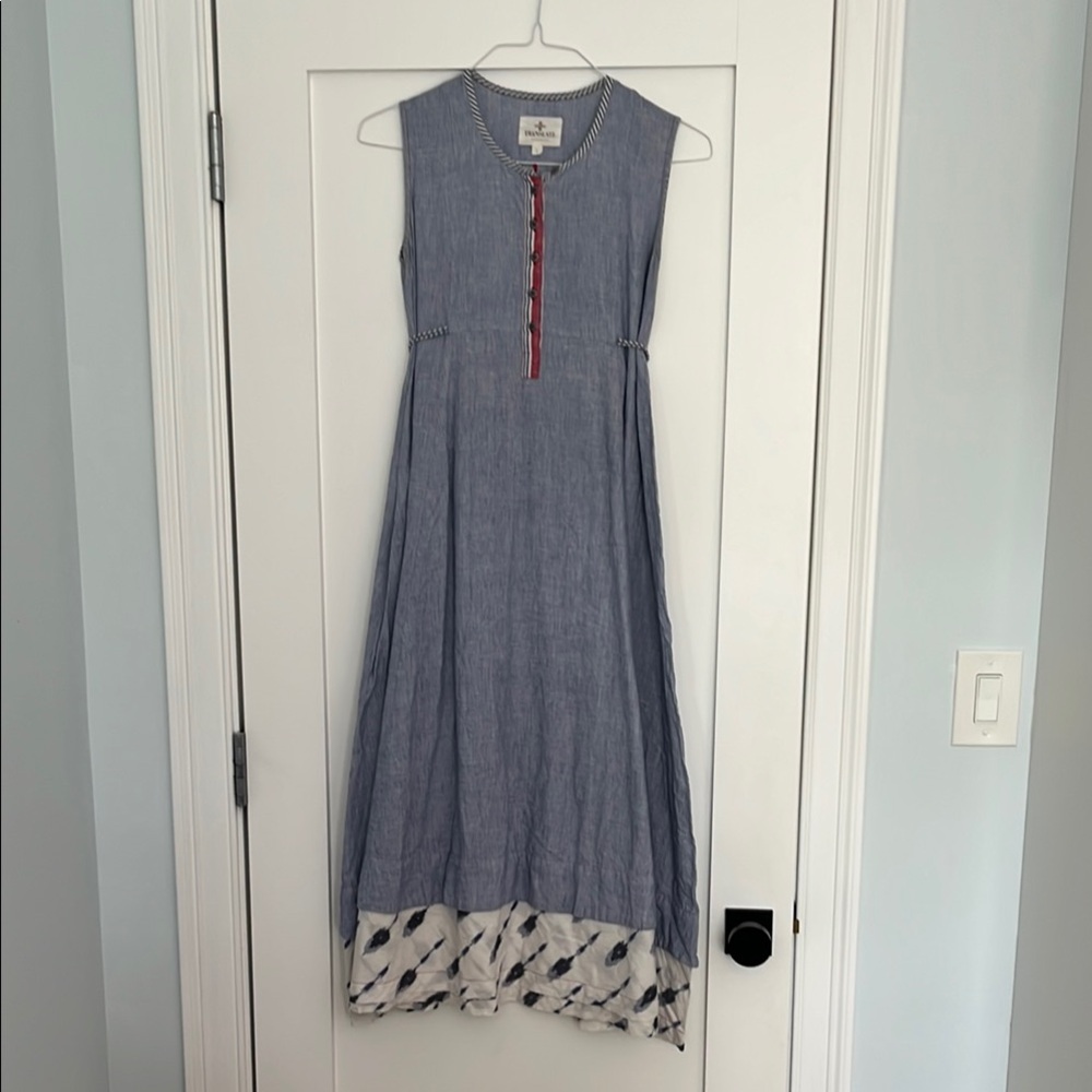 Blue Sleeveless Dress Cotton Handwoven Ikat